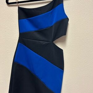 Wet Seal One-Shoulder Dress in Black and Blue